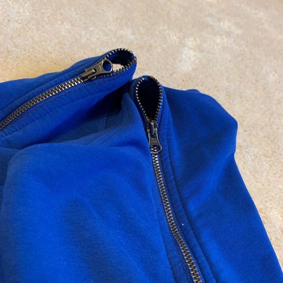 Sundays Two Blue Double Side Zipper Sweatshirt Mini Dress or Long Tunic - Picture 5 of 13